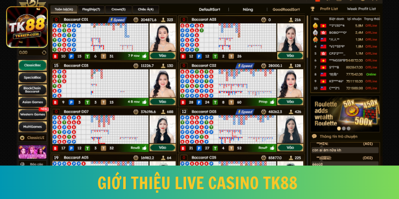 Sản phẩm live casino TK88 chinh phục đông đảo khách hàng