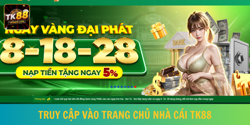 Khách hàng truy cập vào website chính thức của nhà cái TK88