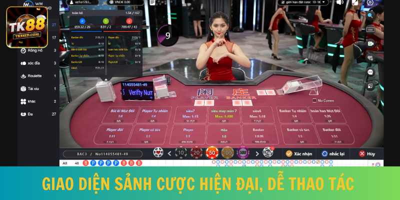 Giao diện phòng chơi live casino thiết kế hiện đại, khoa học