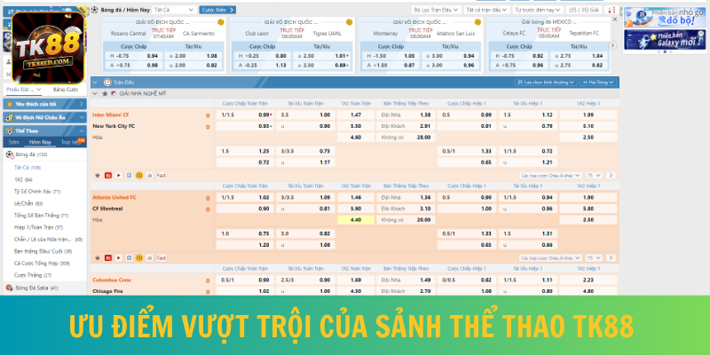 Sảnh thể thao TK88 đa dạng sản phẩm và hình thức chơi
