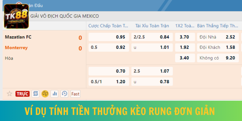 Ví dụ dễ hiểu để biết cách tính tiền thưởng kèo rung